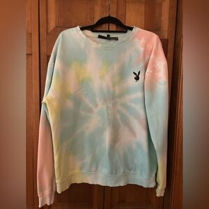 Playboy x Misguided Women’s Sz M Multicolored Cotton Blend Tie Dye Pullover